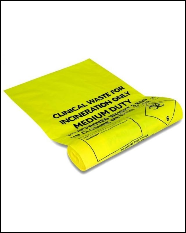 Yellow Clinical Waste bags on a Roll